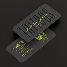 Tattoo Artist Tattoos Neon Yellow Modern Business Card Modern Business Card, Modern Business Cards, Neon Yellow