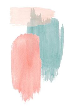 an abstract painting with pink, blue and green colors