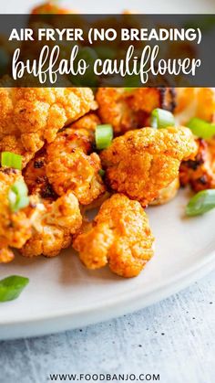 air fryer no breading buffalo cauliflower on a white plate