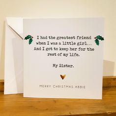 a christmas card with the words merry christmas abie