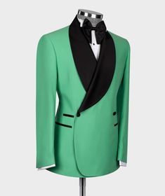 Are you planning a wedding or other social event that you want to look and appear smart? Then this suit is a must have.  It comes in green color but can be customized in any color of your choice.  Product Details: 1. Green double breasted 2 tuxedo (green jacket/coat & black pant). 2. Sewed with a blend of wool and cotton high quality fabric.  3. Comes in sizes XS to 3XL. For larger sizes, kindly contact us. 4. It is a custom order. So any specification/requirement of your choice will be added while sewing. For more perfect fit, please send the following measurements: a. Neck  b. Shoulder  c. Chest d. Sleeve  e. Belly f. Jacket length g. Waist h. Hip i. Thigh j. Knee k. Leg opening/ankle l. Pant length It is a custom order. Therefore time is needed to sew and ship it. It takes between 1 wee Green Tuxedo Suit For Wedding, Green Double Breasted Tuxedo Suit For Wedding, Fitted Green Tuxedo For Wedding, Bespoke Wedding Suit With Notch Lapel, Bespoke Notch Lapel Wedding Suit, Green Tuxedo Blazer For Wedding, Fitted Green Tuxedo For Groom, Green Fitted Tuxedo For Groom, Bespoke Notch Lapel Tuxedo For Wedding