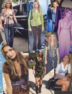 the collage shows many women in different outfits