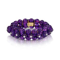 259.00 Carat Amethyst and Diamond Bracelet Amethyst High Jewelry, Luxury Purple Jubilee Bracelet, Luxury Amethyst Jubilee Bracelet, High Jewelry Design, Paris Ring, Carter Family, Texas Ranch, Jewelry Appraisal, Gold Bracelets