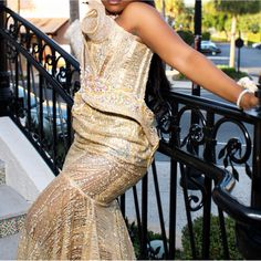 This Is A Gold Custom Gown, Handmade By Forshe Boutique. It’s Made Up To My Measurements But It’s Around Small/Medium. ( I Am 5’0 And I Weigh 145 ) There’s A Built In Corset That’s About A Small, With Pearls, Gold Stud, Diamonds, And Crystals All Throughout The Dress . Custom Gown, Gold Stud, Gold Studs, The Dress, Built In, Prom Dresses, Prom, Diamonds, Boutique