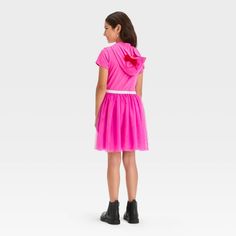 Whether it's Valentine's Day or any other occasion, your kid will enjoy their day wearing the Hello Kitty Hooded Dress. This pink dress showcases Hello Kitty holding two heart-shaped balloons in hand — one with a smiley face and one with the text "Love". It is designed with lace overlay below the waist and a hood for a boost of style. Made with soft fabric, this lightweight dress helps keep them comfortable all through their activities. Hooded Dress, Lightweight Dress, Fabric Tape, Lace Overlay, Height And Weight, Pair Of Pants, Body Measurements, Girls Shopping, Pink Dress