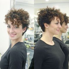 Perm Ideas, Curly Hair Techniques, Short Layered Curly Hair, Pixie Cut Curly Hair, Short Curly Cuts, Curly Pixie Hairstyles, Short Hair Waves, Curly Styles, Peinados Hair Styles