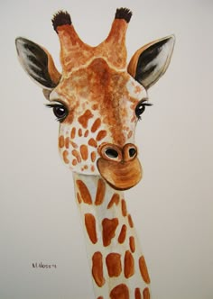 a painting of a giraffe with brown spots