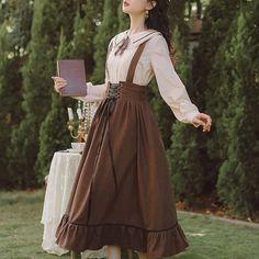 Preppy Aesthetic Outfits, Cottagecore Outfit, Dark Academia Clothing, Long Midi, Cottagecore Fashion, Aline Skirt, Long Skirts For Women, Suspender Skirt