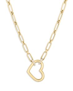 Roberto Coin 18K Yellow Gold Cialoma Diamond Heart Pendant Necklace, 16-18 White Gold Heart Chain Necklace, White Gold Heart Shaped Necklace With Chain, Yellow Gold Plated Chain Necklace For Valentine's Day, Valentine's Day Yellow Gold Plated Chain Necklace, Valentine’s Day Yellow Gold Plated Chain Necklace, Gold-tone Necklace For Valentine's Day, Yellow Gold Heart-shaped Chain Jewelry, Heart-shaped Fine Jewelry With Cable Chain, Heart Shaped Cable Chain Jewelry In Fine Style