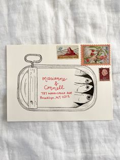 an envelope with some stamps on it