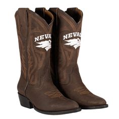 Show off your Nevada Wolf Pack pride with some country flair by grabbing these Western Boots. They feature high-quality distressed leather, memory foam insoles, and classic western stitching to create a comfortable and traditional pair of boots. Whether you're tailgating for the big game or going out for a night of dancing, the embroidered Nevada Wolf Pack graphics will flaunt your fandom for years to come. Country Style Distressed Brown Boots For Ranch, Southwestern Style Leather Boots For Western-themed Events, Western Distressed Brown Boots For Western-themed Events, Distressed Brown Western Boots For Western-themed Events, Western Style Distressed Brown Boots For Western-themed Events, Country Style Boots With Reinforced Toe For Western Events, Southwestern Style Boots With Round Toe For Western Events, Nevada Wolf Pack, Western Boots Women