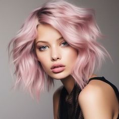 40 Pink Hair Color Ideas for 2024 Smoky Pink Hair, Light Pink Hair Color, Baby Pink Hair, Dark Pink Hair, Angled Bob, Tousled Waves, Pink Highlights