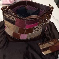 In Perfect Condition Coach Handbag Very Rare In This Condition. Cannot See Any Flaws. Comes With Matching Wristlet Coach Rectangular Bag With Interior Key Chain Holder, Coach Multicolor Clutch Bag, Multicolor Coach Clutch Bag, Bags Coach, Coach Handbag, Coach Handbags, Womens Tote Bags, Very Rare, Coach Bags