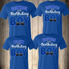 Birthday Boy💙 THIS LISTING IS FOR ONE SHIRT ONLY DIRECT TO GARMENT PRINTING How to order: Select Size. Select Shirt Color. Name & Age of the Birthday Boy. Please Select Name: (for Ex. Mommy, Daddy, Brother, Sister, Etc.) To order multiple shirts you will need to repeat this process and add it to your cart, then you can checkout all at the same time. We use first Quality T shirt pre-shrunk cotton. WE STRONGLY RECOMMEND TO TAKE A LOOK AT THE CHART SIZE FOR SIZE INFORMATION ✔The print is for the F Blue Crew Neck Top For Birthday, Blue Pre-shrunk Shirt For Birthday, Blue T-shirt For Father's Day Birthday, Blue Custom Print Birthday Shirt, Blue Graphic Print Tops For Birthday, Blue Custom Print Shirt For Birthday, Blue Custom Print T-shirt For Birthday, Blue Shirt With Custom Print For Birthday, Blue Cotton T-shirt For Birthday Gift