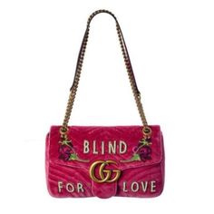 New With Tags: A Brand-New, Unused, And Unworn Item (Including Handmade Items) In The Original Packaging (Such As The Original Box Or Bag) And/Or With The Original Tags Attached. Gucci Blind For Love Pink Velvet Handbag Bag Marmont Gg Gold Italy New Blind For Love Marmont Bag In Pink Velvet Velvet . T.An.Ch.C/S/B V/M/P Ro.B.P.Violet Magenta 4434969frvt5571 With Silk Lining And Gold-Tone Hardware Pockets: One Interior Slip Pocket, One Interior Zip Pocket Measurements: 11.5in Long X 3in Wide X 8in Evening Bags With Embroidered Logo, Gucci Evening Bags With Logo, Luxury Embroidered Logo Crossbody Bag, Gucci Designer Bag With Embroidered Logo, Designer Gucci Bag With Embroidered Logo, Gucci Pink Shoulder Bag With Detachable Handle, Gucci Rectangular Bag With Embroidered Logo, Pink Luxury Gucci Shoulder Bag, Pink Gucci Bag With Detachable Handle