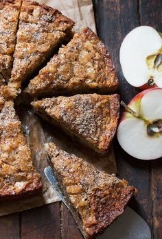 an apple pie is cut into slices and ready to be eaten