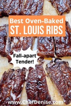 Want to know how to cook St. Louis ribs in the oven? If you want tender fall-off-the-bone ribs without grilling or smoking, this St. Louis ribs recipe is for you! Delicious BBQ flavor and only 10 minutes prep time. For tender St. Louis-style ribs, this low-and-slow method can't be beat. Filled with secrets from famous postmasters, this is the best St. Louis ribs recipe you'll find! Slow Roasted St Louis Ribs In Oven, Best Ribs Recipe Oven And Grill, Pork St Louis Style Spareribs, Keto Ribs Recipe Oven, Best Rib Recipe, Pork St Louis Ribs Oven Baked, St Louis Style Pork Spare Ribs Oven, Baked St Louis Style Ribs, Saint Louis Ribs Oven