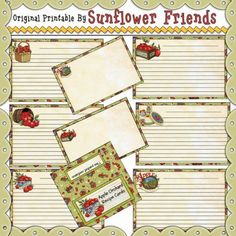 the sunflower friends printable recipe book