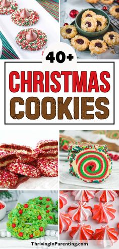 christmas cookies collage with the title overlaying it in red and green colors