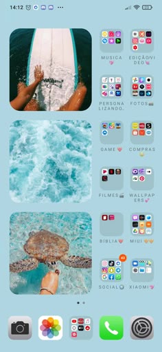 an iphone screenshot shows the different icons used to make it look like they are floating in water