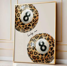 an animal print with the number eight on it