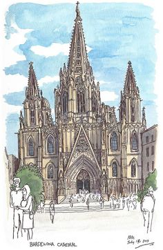 an artist's rendering of the cathedral in barcelona