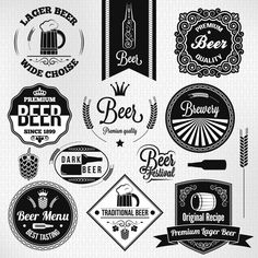 various beer labels and emblems