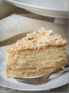 a piece of cake on a plate with a fork