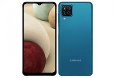 the new samsung galaxy s20 is shown in blue and red, with an image of apples