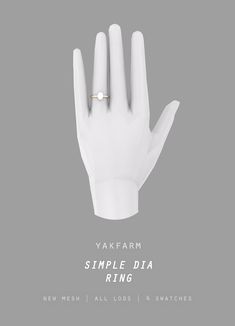 a hand with a ring on it and the words yakearm simple dia ring