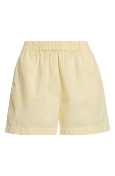 It doesn't get more cool than these elastic-waist shorts rendered in lightweight cotton and outfitted with handy side-seam pockets. Elastic waist Side-seam pockets 100% cotton Machine wash, dry flat Made in Portugal Asian & Pacific Islander Owned/Founded Cotton Shorts For Spring Daywear, Spring Cotton Shorts With Elastic Waistband, Summer Cotton Bermuda Shorts With Elastic Waistband, Spring Cotton Bermuda Shorts With Side Pockets, Cotton Bermuda Shorts For Spring, High-waisted Solid Bermuda Shorts In Cotton, Solid High-waisted Cotton Bermuda Shorts, Cotton Bermuda Shorts With Elastic Waistband In Relaxed Fit, Cotton Bermuda Shorts With Elastic Waistband