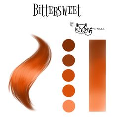 the hair color chart for buttersweet is shown in oranges and browns, along with