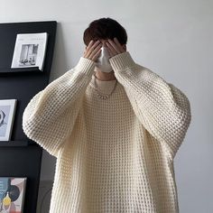 Crochet Sweater Men, Oversized Sweater Men, Mens Sleeveless Jacket, Mens Winter Sweaters, Harajuku Men, Oversized Fashion, Winter Knitwear, Printed Hoodies Sweatshirts, Waffle Sweater