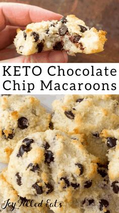 keto chocolate chip macaroons on a white plate