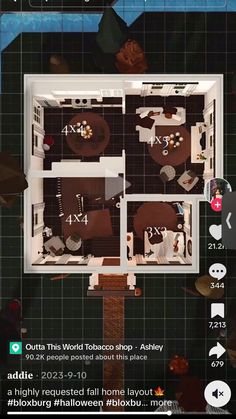 an overhead view of a house with furniture in it