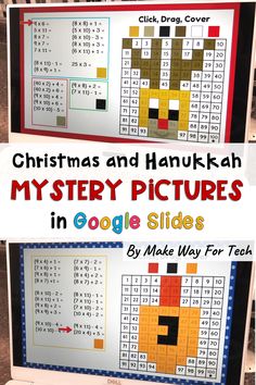 christmas and hanukkah mystery pictures in google slides for kids to play with