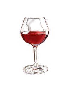 a drawing of a glass of red wine