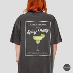 🌟 Embrace our Spicy Margarita Shirt! This tee is perfect for anyone who loves margs or appreciates aesthetic shirts! Treat yourself or surprise a friend with this thoughtful gift!  👕 COMFORT COLORS 1717 T-SHIRT The Comfort Colors 1717 garment-dyed unisex t-shirt is made with medium fabric consisting of high quality, 100% ring-spun US cotton for long-lasting comfort. All shirts feature pre-shrunk cotton for size retention and a signature sewn-in twill label. 👕 SIZING & CARE Shirt runs true to Salty Margarita, Margarita Shirt, Spicy Margarita, Happy Hour Cocktails, Moms Club, Aesthetic Shirts, But First, Comfort Colors, San Jose