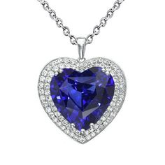 METAL SPECIFICATIONS White Gold 14K STONE SPECIFICATIONS Stone Name : Blue Sapphire and Diamond Stone Cut : Heart and Round Stone Details : There is one heart cut sapphire approx. 4 carats (Approx. Size 9 x 9 mm) and approx. 2.50 carats of smaller diamonds in the pendant. Natural earth mined stones. Color : F Clarity : VS1 Quality of Sapphire : AAA Total : Approx. 6.50 Carats PENDANT SPECIFICATIONS Length : 16” (Can change length, please indicate about change with payment) Overall Size (mm): App Titanic Jewelry, Blue Sapphire Diamond, Double Halo, Natural Earth, Blue Heart, Sapphire Diamond, Diamond Stone, Gold Gold, Gemstone Pendant