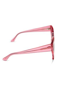 An angular cat-eye silhouette puts a contemporary spin on lightweight sunglasses fitted with suave gradient lenses. 55mm lens width; 16mm bridge width; 140mm temple length   100% UV protection   CR-39 lenses   Acetate   Imported   DIFF Eyewear participates in give-back initiatives that provide reading glasses to those in need Pink Cat Eye Sunglasses With Gradient Lenses, Pink Cat Eye Sunglasses With Gradient Square Frame, Modern Pink Plastic Cat Eye Sunglasses, Playful Pink Sunglasses With Anti-reflective Lenses, Eye Silhouette, Pink Square-frame Cat Eye Sunglasses With Mirrored Lenses, Diff Eyewear, Pink Gradient, Reading Glasses