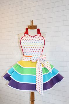 a dress made out of rainbows and polka dots