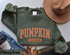 Retro Pumpkin Season Sweatshirt, Cute Fall Sweatshirt, Thanksgiving Gift, Halloween Sweatshirts For Women, Fall Gifts, Autumn Sweatshirt -Our shirts are made to order specially for you. Because of this reason we don't accept returns or exchanges. Please check our color and size charts before you place your order. If you have any questions please send us a message to clarify sizing or colors. ###Product Information### Solid colors such as black, white and pink are 100% cotton. Heather colors are Thankful Sweatshirt, Retro Pumpkin, Thanksgiving Sweater, Varsity Sweatshirt, Sweatshirts For Women, Family Thanksgiving, College Sweatshirt, Pumpkin Season, Pumpkin Seasoning