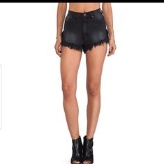 Unif Shorts. Black. Distressed Edgy Stretch Jean Shorts, Trendy Black Short Bottoms, High Rise Bottoms With Built-in Shorts For Night Out, Trendy Black Shorts, Edgy High Waist Stretch Shorts, Edgy High-waist Stretch Shorts, Edgy Black Shorts For Spring, Black Stretch Bottoms With Frayed Hem, Stretch Black Bottoms With Frayed Hem