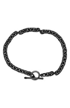 Minimal detailing keeps your look clean and classic with a chain bracelet featuring a polished finish for a touch of shine. 8 1/2" length Toggle clasp Sterling silver Made in the USA Gunmetal Link Chain Bracelets, Black Metal Chain Bracelet With Stainless Steel Clasp, Nickel-free Black Metal Chain Bracelet, Masculine Silver Bracelets With Stainless Steel Clasp, Look Clean, Mens Chain Bracelet Jewelry1000.com, Mens Chain Bracelet, Mens Jewelry Bracelet, Chains For Men