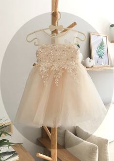 Lace flower girl dress Beated Champagne dress Tulle girl | Etsy Champagne Flower Girl, Flower Girl Dresses Champagne, Lace Flower Girl Dress, Champagne Flowers, Champagne Dress, Tulle Flowers, Dress Tulle, Pearl Dress, Flower Girl Dress Lace