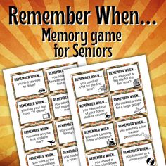 the memory game for seniors is shown in this advertisement with an orange background