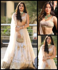 White Lengha, Jahanvi Kapoor, Sari Ideas, Jahnavi Kapoor, Alternative Fashion Grunge, Shadi Dress, Saree Pose, Styling Women, Saree Function