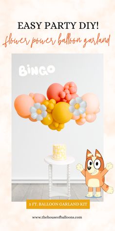 an easy party diy featuring balloons and a cake