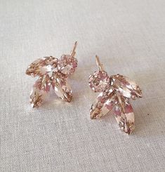 Morganite Pink Crystal Earrings Crystal Marquise Earrings - Etsy Mauve Earrings, Rose Gold Square, Blush Earrings, Pink Crystal Earrings, Marquise Earrings, Gold Jewelry Simple Necklace, Gold Bridal Earrings, Pink Swarovski, Earrings Bridesmaid