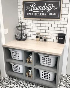 the laundry room is clean and ready to be used as a washroom or office